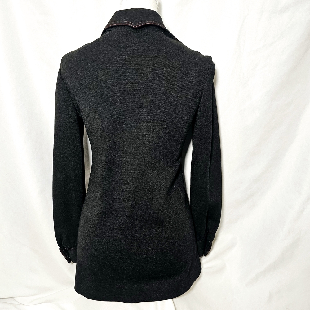 Vintage 70's Womens Western Black Wool Knit Button-up Embroidered Shirt XS - Picture 4 of 10
